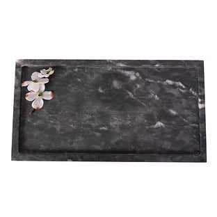 Artifacts Trading Company Marble Rectangular Tray, 15" x 8" x 0.3" - White Matte
